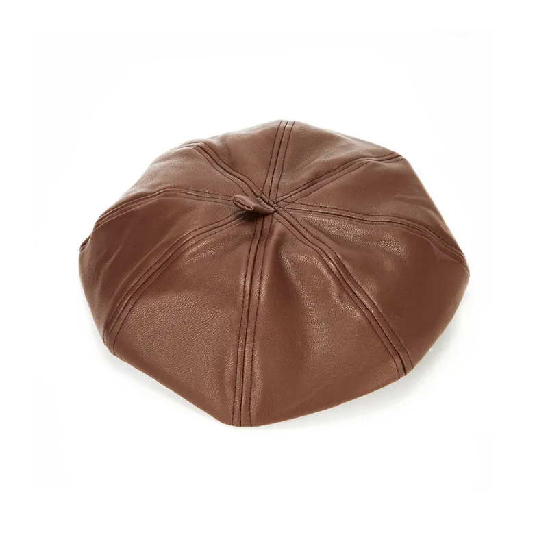 MUYKUY PU Leather Berets Women's-6