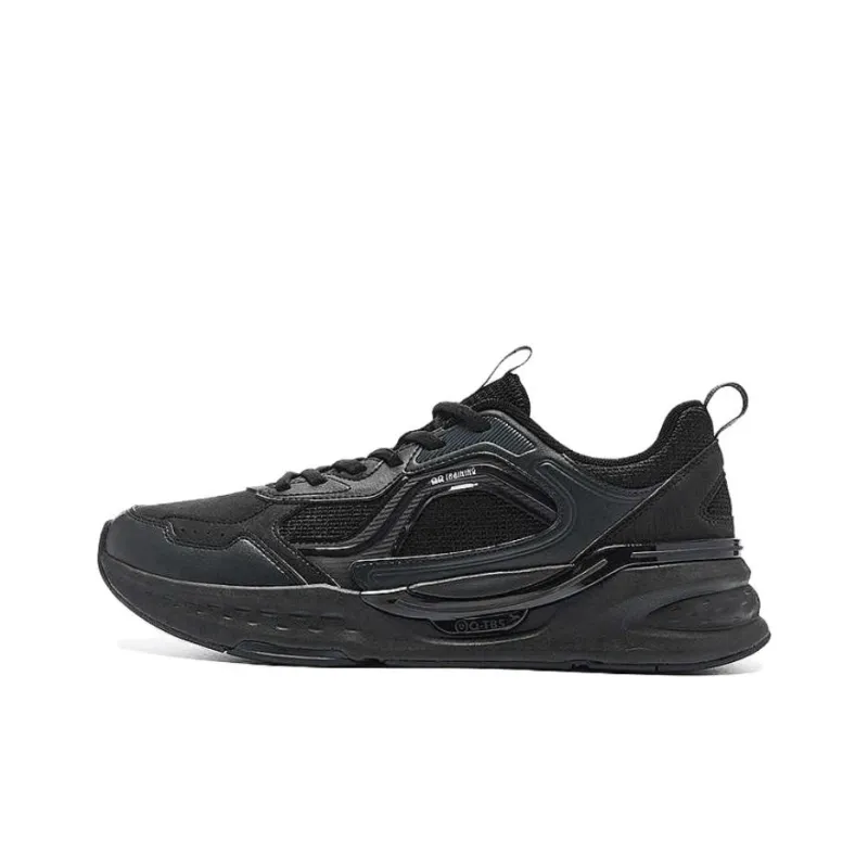 QIAODAN Wear Resistant Slip Resistant Low Top Casual Running Shoes Men's Black Gray-0