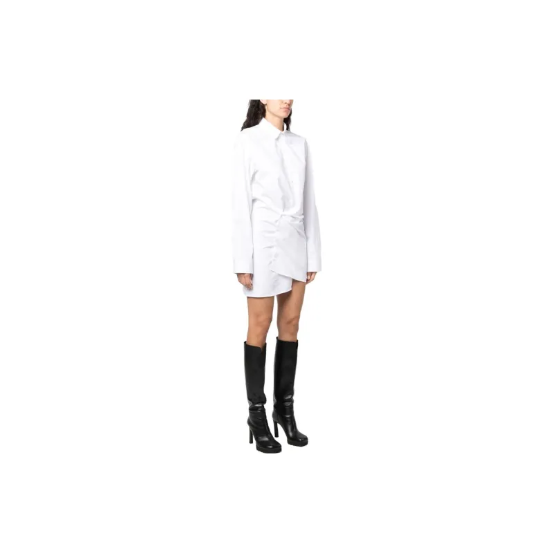 OFF WHITE Long Sleeved Poplin Shirt Dress-3