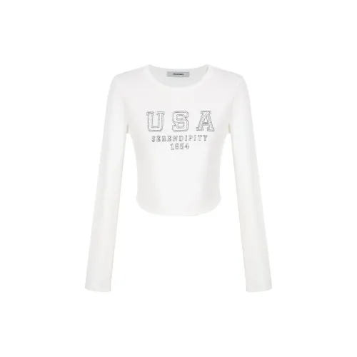 YESWOMEN T-Shirts Women's White Tight Fit Long-Sleeved