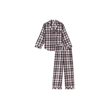 Victoria's Secret THE MIX Pajama Set Women's Black Foundation Plaid