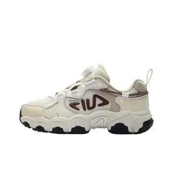 FILA KIDS Anti Slip Wear Resistant Low Top Kids' Running Shoes White Sand Gray/Sand Pink Teenagers