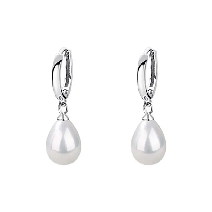925 Sterling Silver Material Faux Pearl Accessory French Luxury Niche Design Sensual Hoop Earrings Women's-0