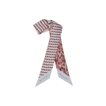 BVLGARI Silk Silk Scarves Women's Gray Pink