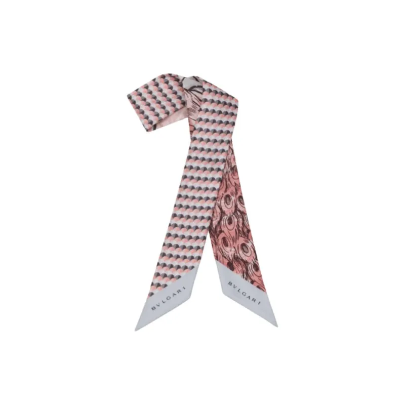 BVLGARI Silk Silk Scarves Women's Gray Pink-0