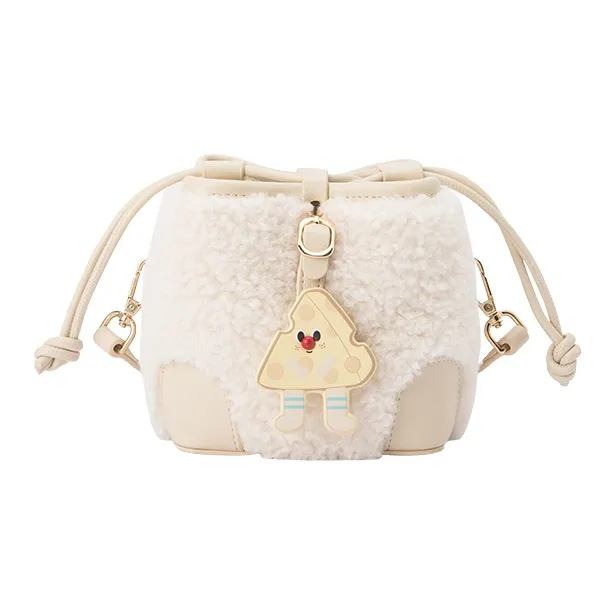 SEM/R PU Bucket Bag, Crossbody Bag Large Size Women's Coffee 50800 Ecru 10301 Pink Tone 01315-0