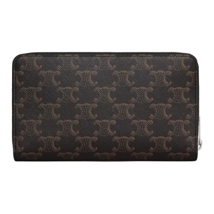 CELINE Triomphe Canvas Wallet Large Size Men's Brown-2