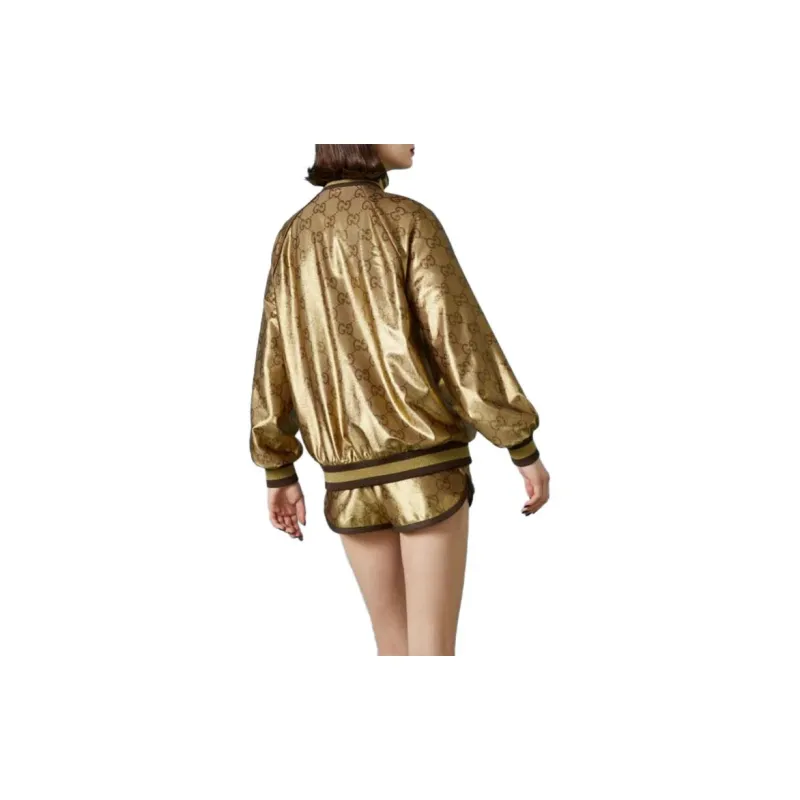 GUCCI Maxi Gg Sparkling Jersey Zip Jacket 'Camel Gold/Multicolor'-2