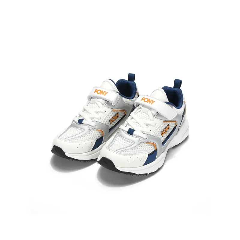 PONY Anti Slip And Wear Resistant Breathable Low Top Kids' Running Shoes White Orange And Blue Kids'-2