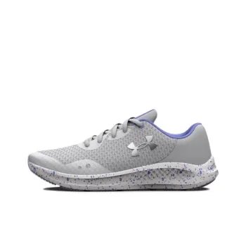 Under Armour Charged Pursuit 3 Anti-Slip Wear-Resistant Low-Top Kids' Running Shoes Gray Silver Teenagers