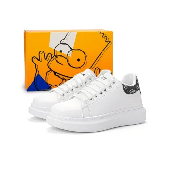 The Simpsons Skateboard Shoes Unisex Low Top Beige Brown/White Black