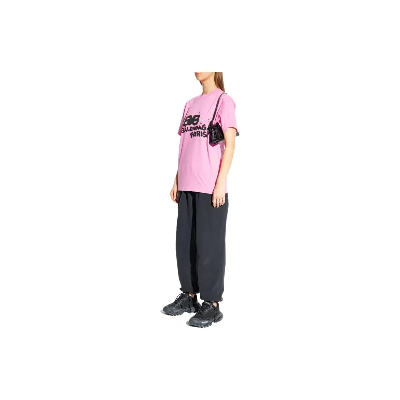 Balenciaga T Shirt Loose Fit Style Women's Pink-4