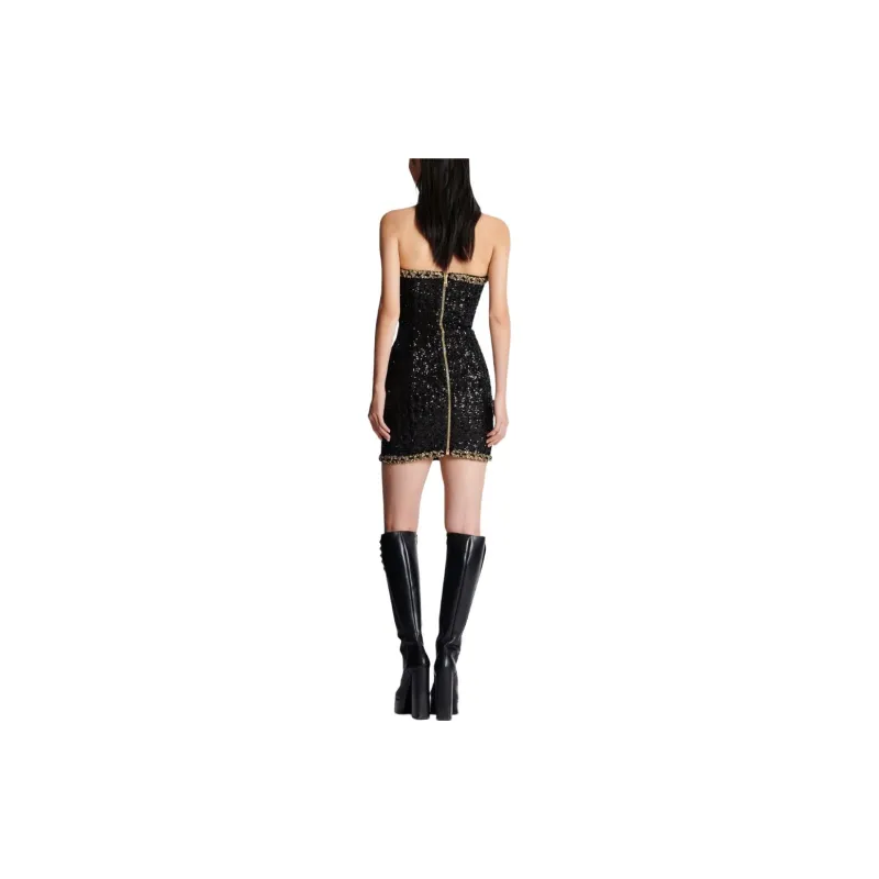 BALMAIN Sequin embellishment Bustier Minidress-2