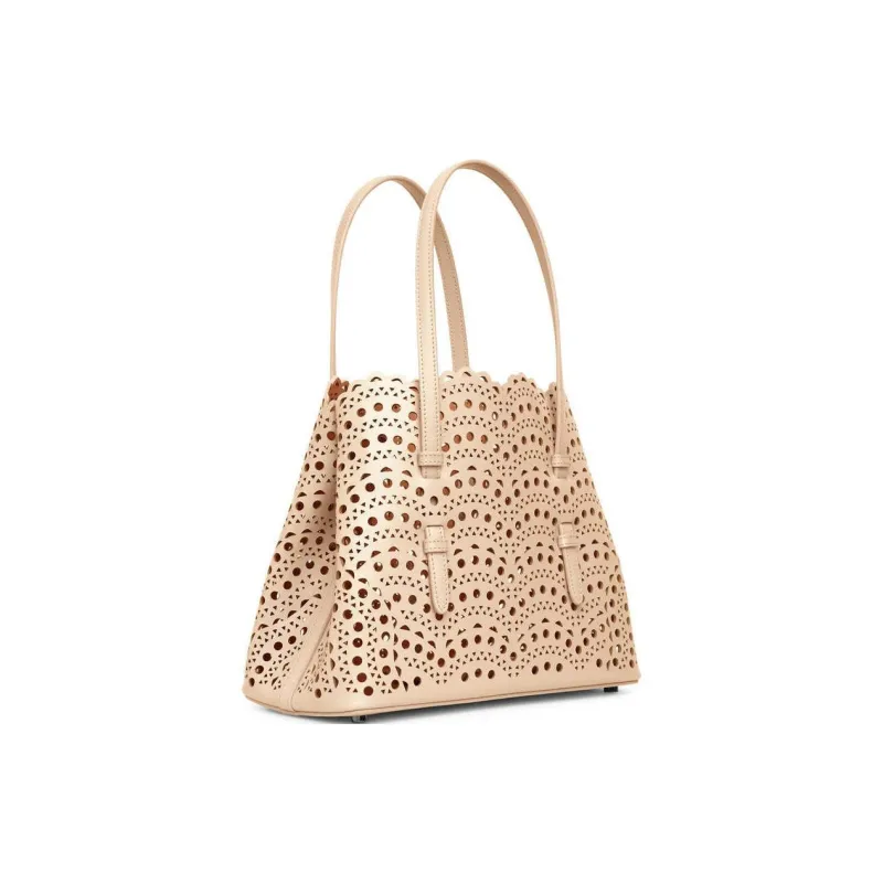 Alaia Cow Leather Shoulder Bag Crossbody Bag Handbag Women's Beige-2