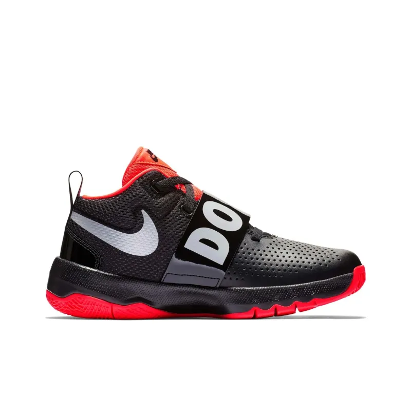 Nike Team Hustle D 8 Slip Resistant Shock Absorbers Low Top Children's Basketball Shoes Black Red White Teenagers-1