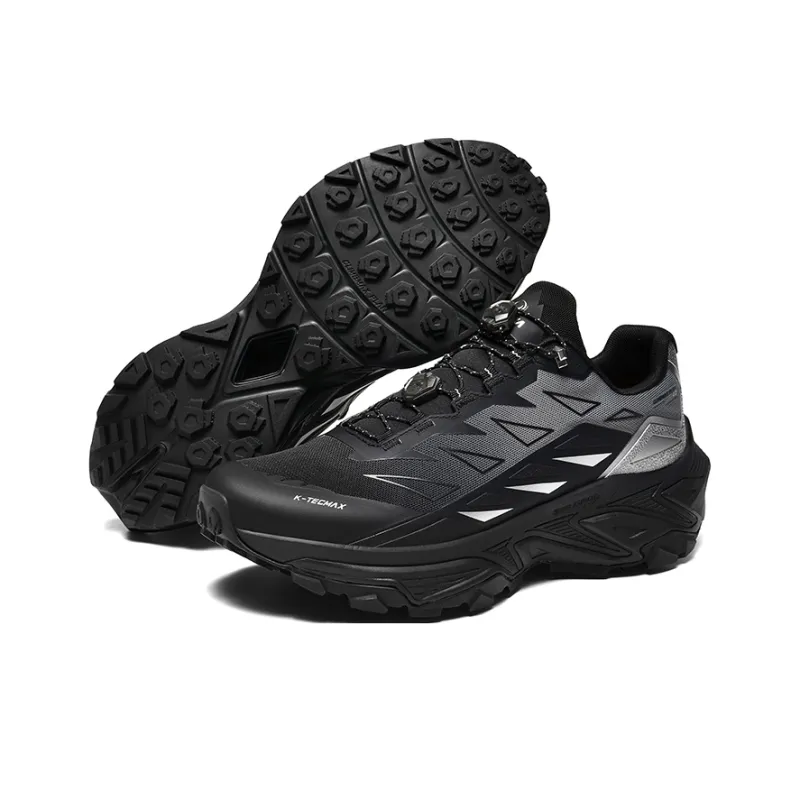 GLUNA Cushioned Anti-Slip Wear-Resistant Breathable Lightweight Low-Top Trail Running Running Shoes Unisex Black Gray-4