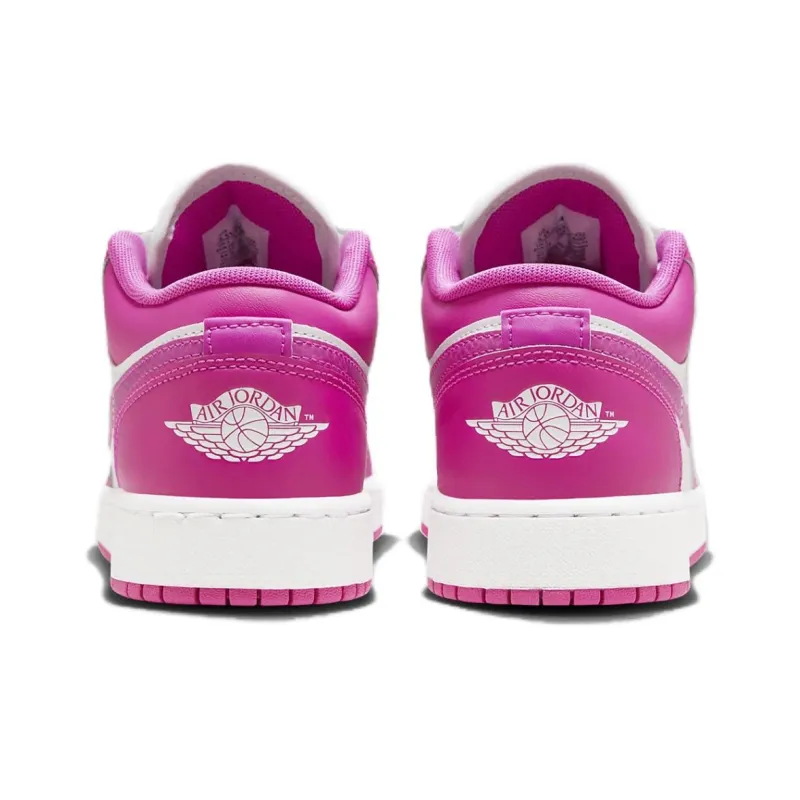 Jordan Air Jordan 1 Slip-Resistant Cushioning Wear-Resistant Low-Top Children's Basketball Shoes White Pink Teenagers-3