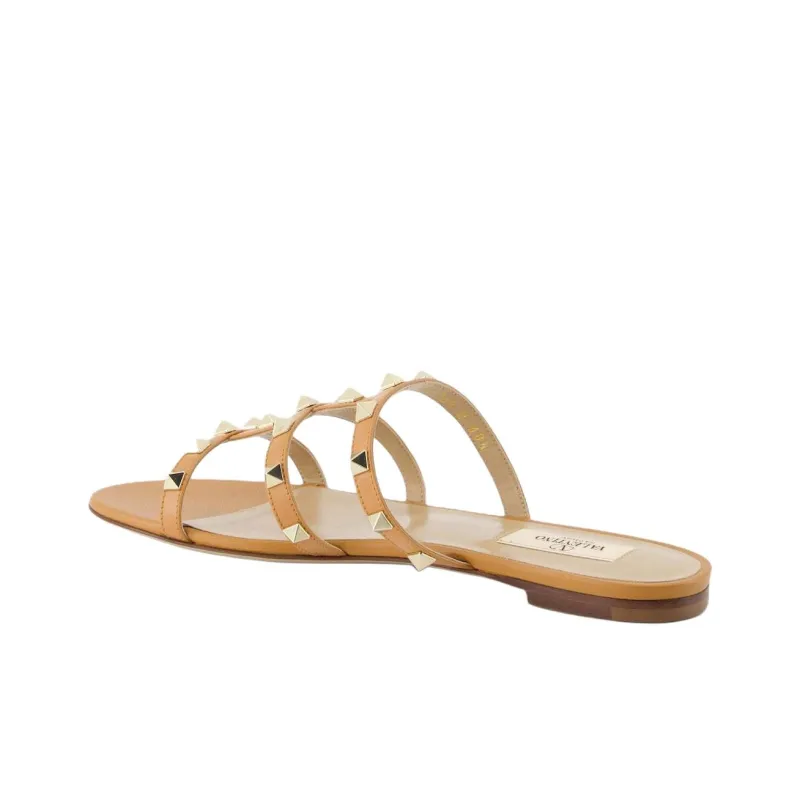 Valentino ROCKSTUD Slide Slippers Women's Khaki-3