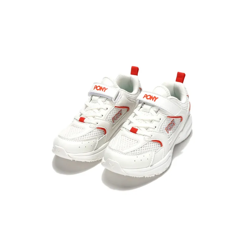 PONY Slip Resistant Cushioning Breathable Low Top Kids' Running Shoes Beige White Red Kids'-2