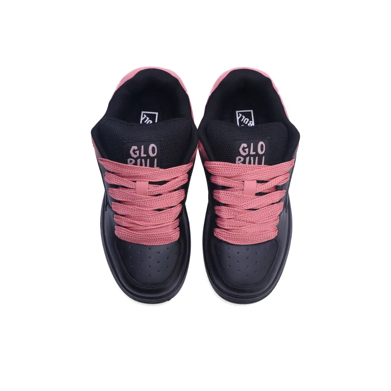 GLO BULL Skateboard Shoes Unisex Low Top Distressed Black Pink-3