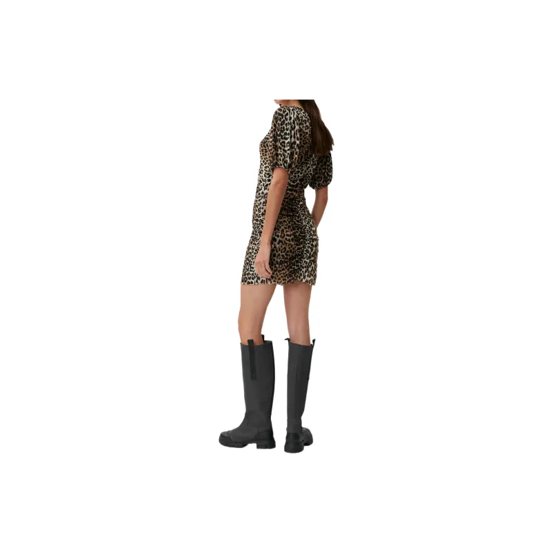 GANNI Leopard print Ruched Mini Dress-3