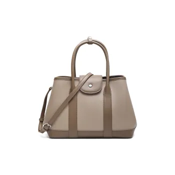 BELLE Cow Leather Patchwork With Artificial Leather Tote One Shoulder Handbag Women's Solid Color Plain