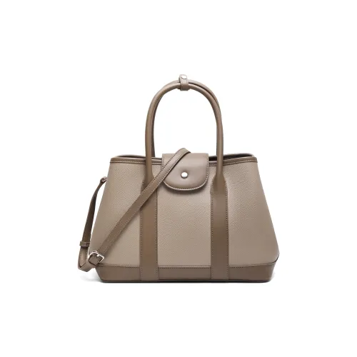 BELLE Cow Leather Patchwork With Artificial Leather Tote One Shoulder Handbag Women's Solid Color Plain