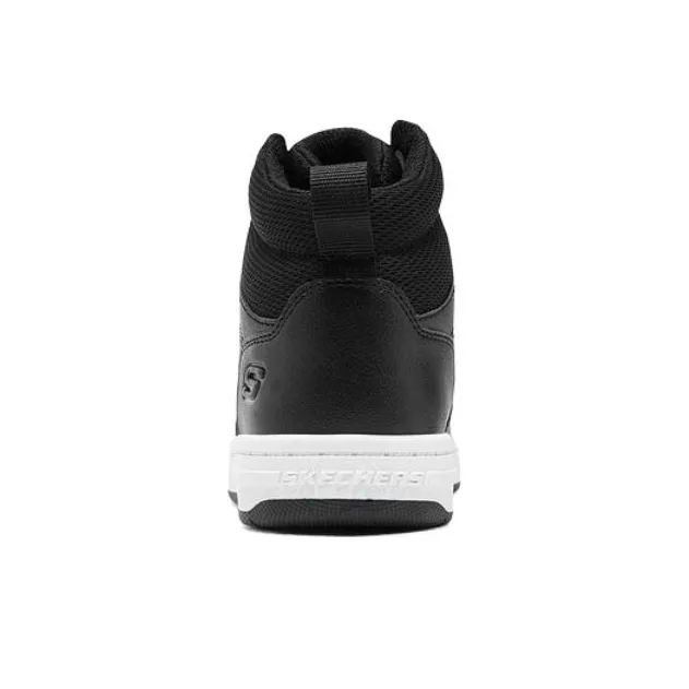 Skechers Anti Slip Wear Resistant Mid Top Kids' Skateboarding Shoes Black White Teenagers-4
