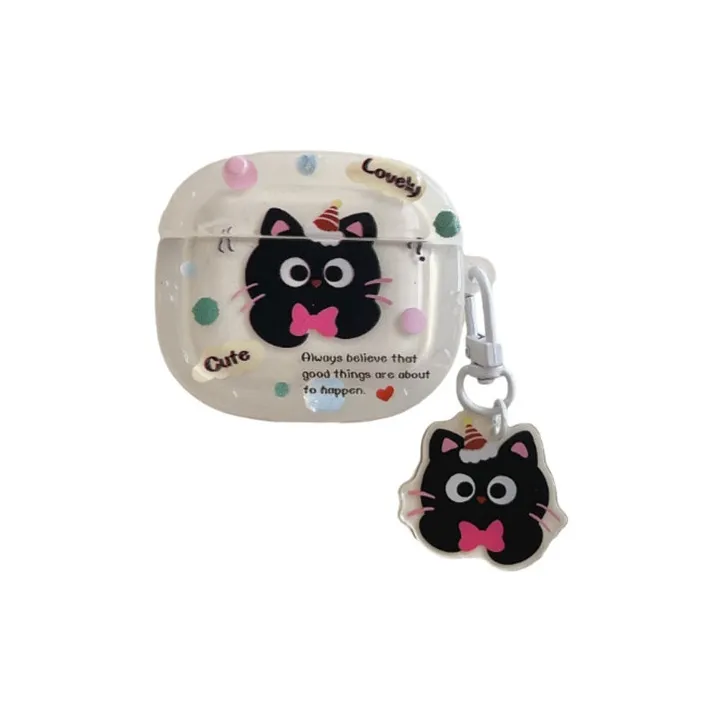 Baohuguang Compatibility AirPods 3/1/2/Pro 2 TPU Cute Polka Dot Cartoon Bowknot Kitten Fully Enclosed Headphone Cases-1