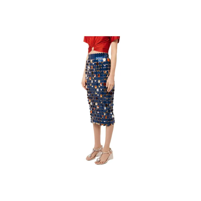 Paco Rabanne Paillette chainmail Pencil Midi Skirt-2