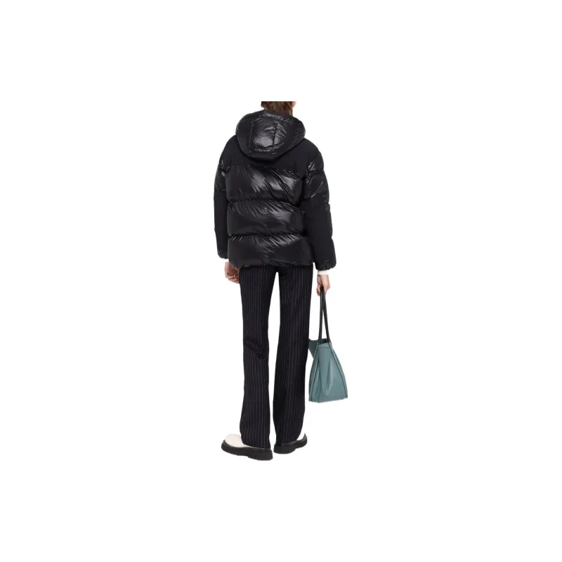 THEORY FW22 Solid Color Hooded Fitted Thickened Regular Edition Down Jacket Women's Black-2
