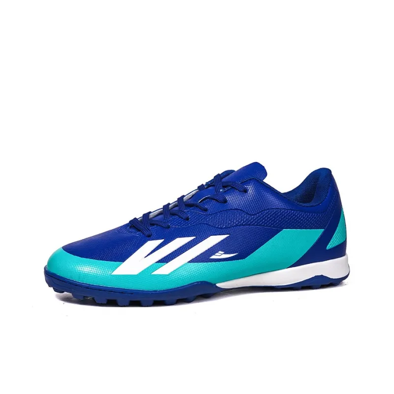 Kuding Soccer Shoes Unisex Low Top Black Royal Blue/Lake Blue/White/Orange Red-13