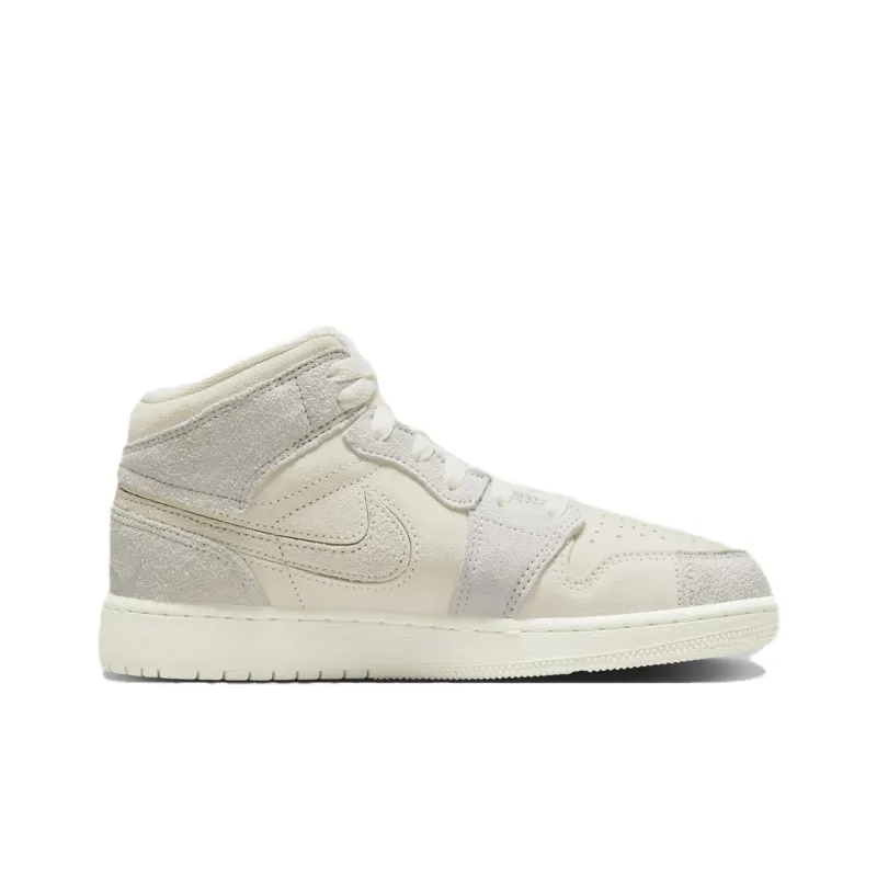 Jordan Air Jordan 1 Anti Slip Wear Resistant Mid Top Kids Lifestyle Shoes Ivory White Grade School-1