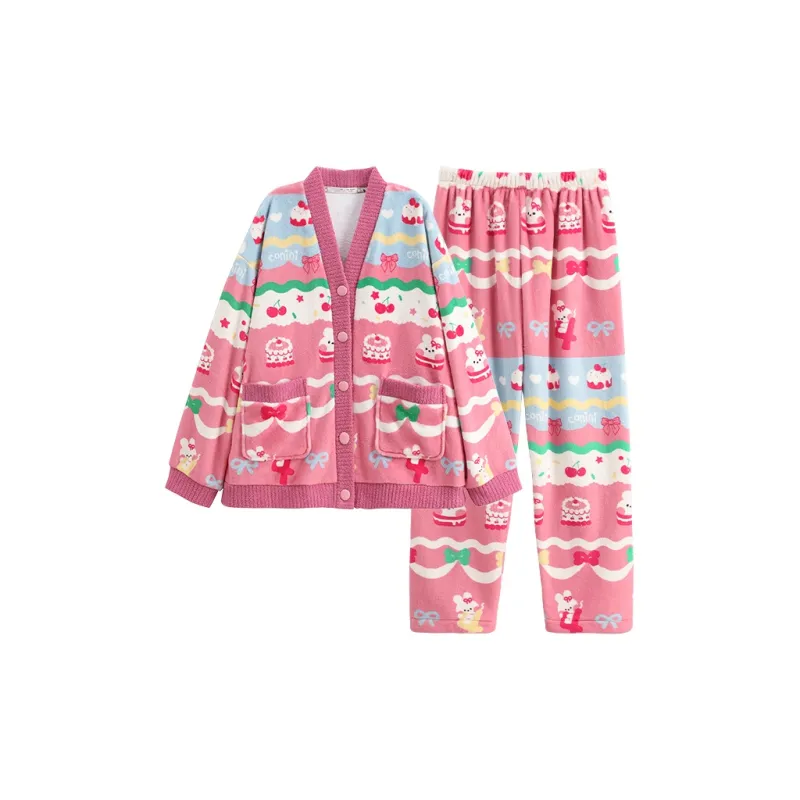 FENTENG Pajama Set Women's Pink-0