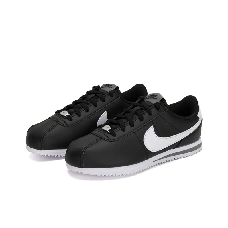 Nike Cortez Slip Resistant Low Top Kids Lifestyle Shoes Black White Unisex-4