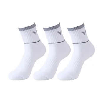 VICTOR Mid Calf Socks Unisex Combo Set White Gray