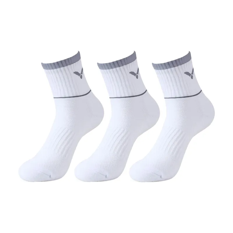 VICTOR Mid Calf Socks Unisex Combo Set White Gray-0
