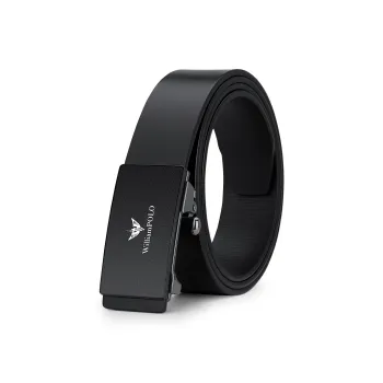 WilliamPOLO Cow Leather Leather Belts Men's Black 3.4cm Wide