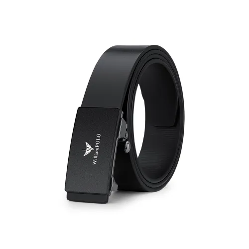 WilliamPOLO Cow Leather Leather Belts Men's Black 3.4cm Wide