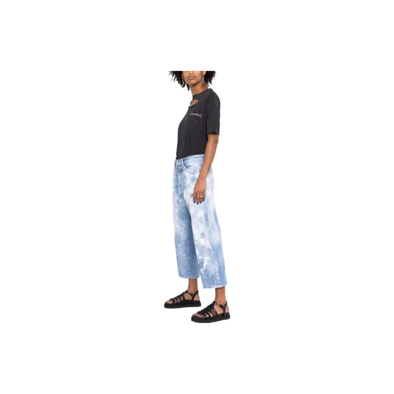 DSQUARED2 Distressed Paint splattered Wide leg Jeans-3