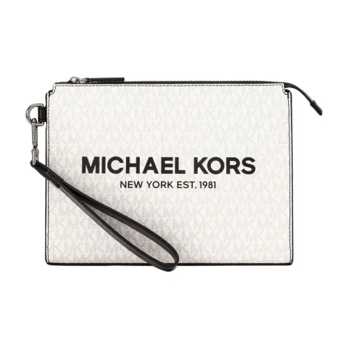 MICHAEL KORS Coated Canvas Clutch Large Size Men's Bright White