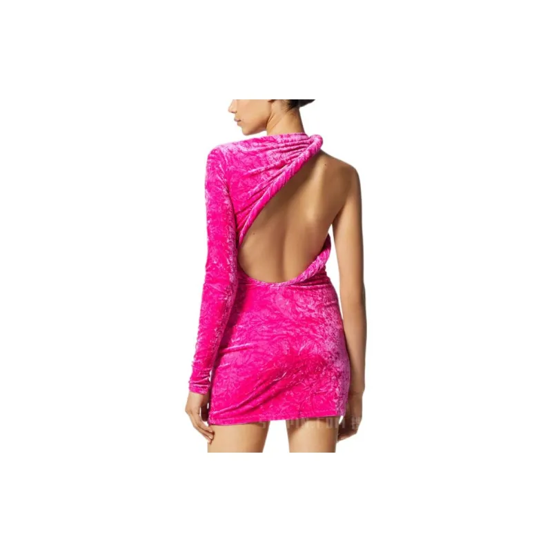VERSACE One Shoulder Velvet Mini Dress-3