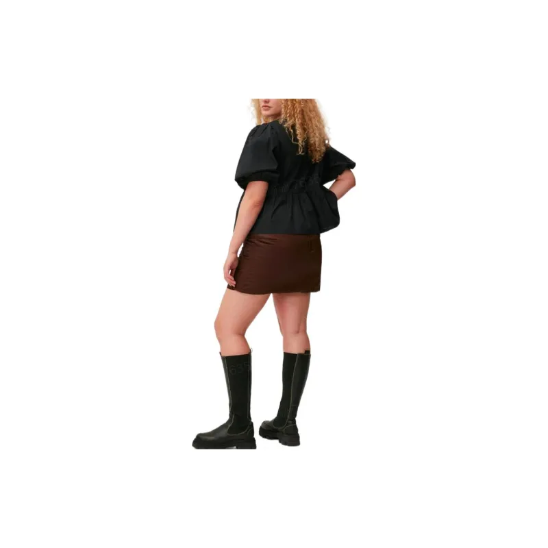 GANNI Puff sleeved Peplum Blouse-2
