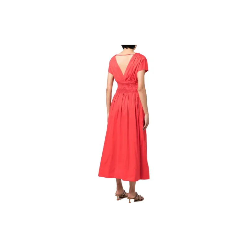Staud Jackson Smocked-waist Midi Dress-2