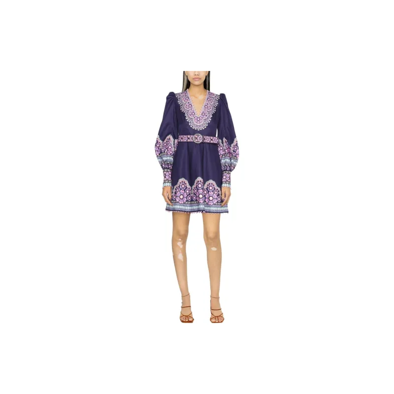 Zimmermann FW22 Long Sleeved Dress Women's Purple-1