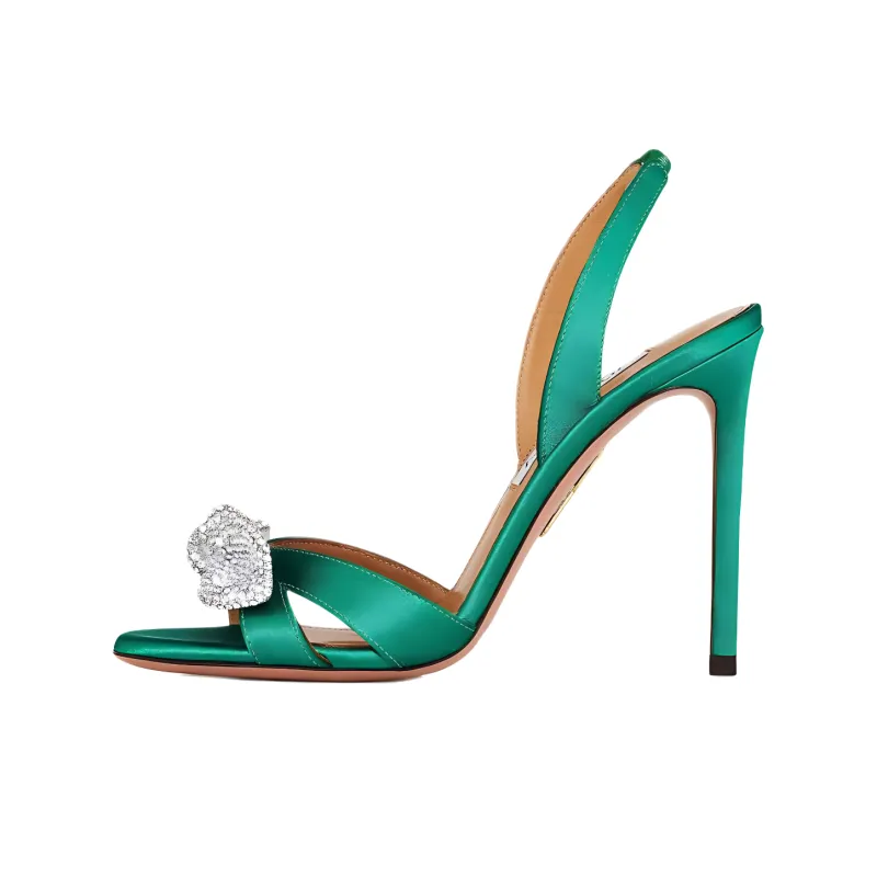 AQUAZZURA Very Bow Tie Strap Sandals 10.5cm Women's Green-0