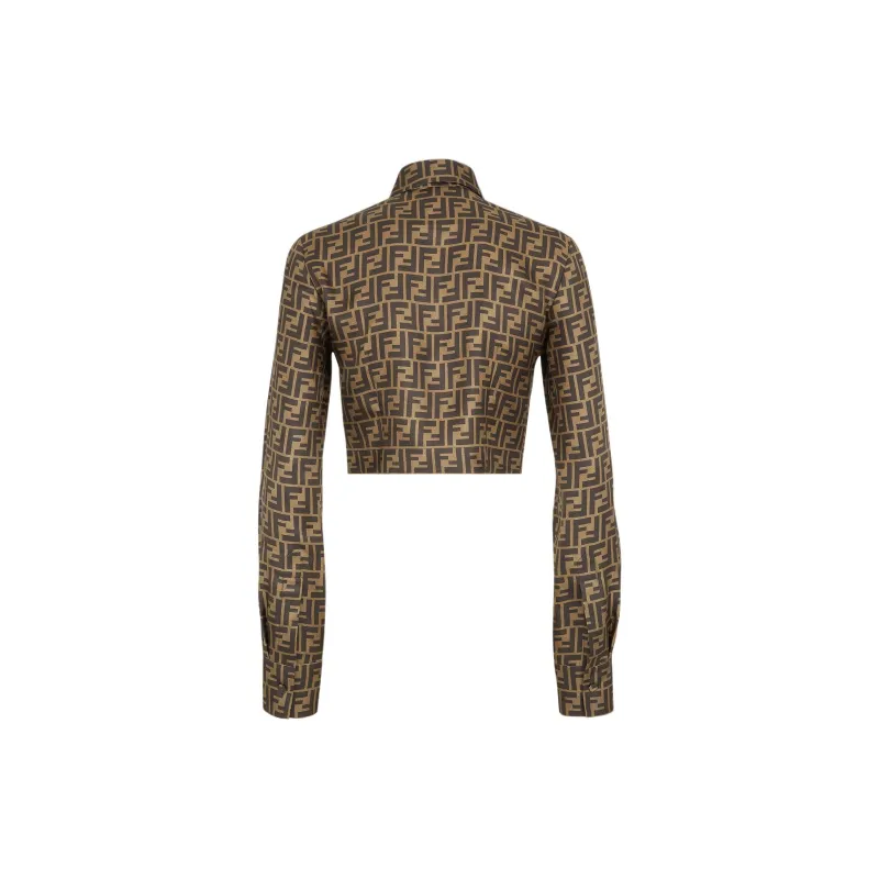 FENDI Logo Printed Cropped Shirt-1