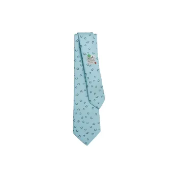 HERMES Mulberry Silk Ties Men's Sky Blue