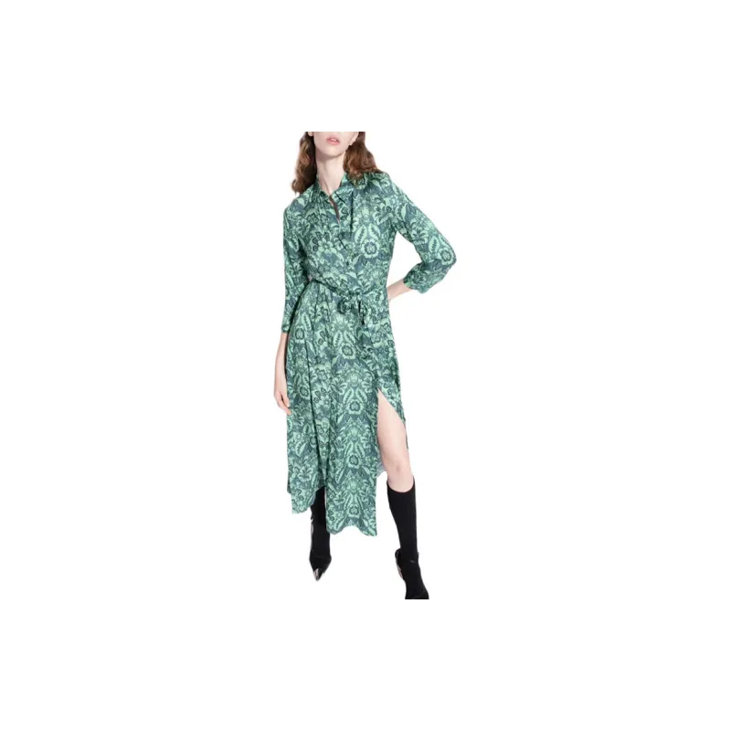 PINKO Long Sleeved Dress Women's Green-2