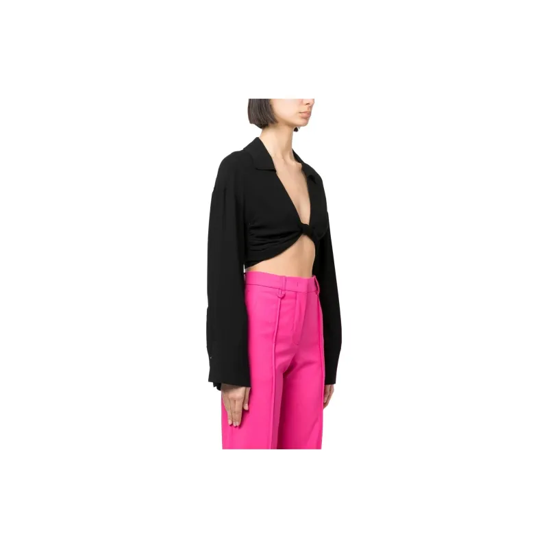 Blumarine Twist Detailed Cropped Long Sleeved Top-3